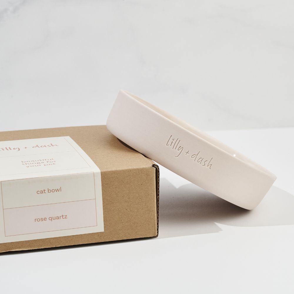 Ceramic Cat Bowl, Rose Quartz