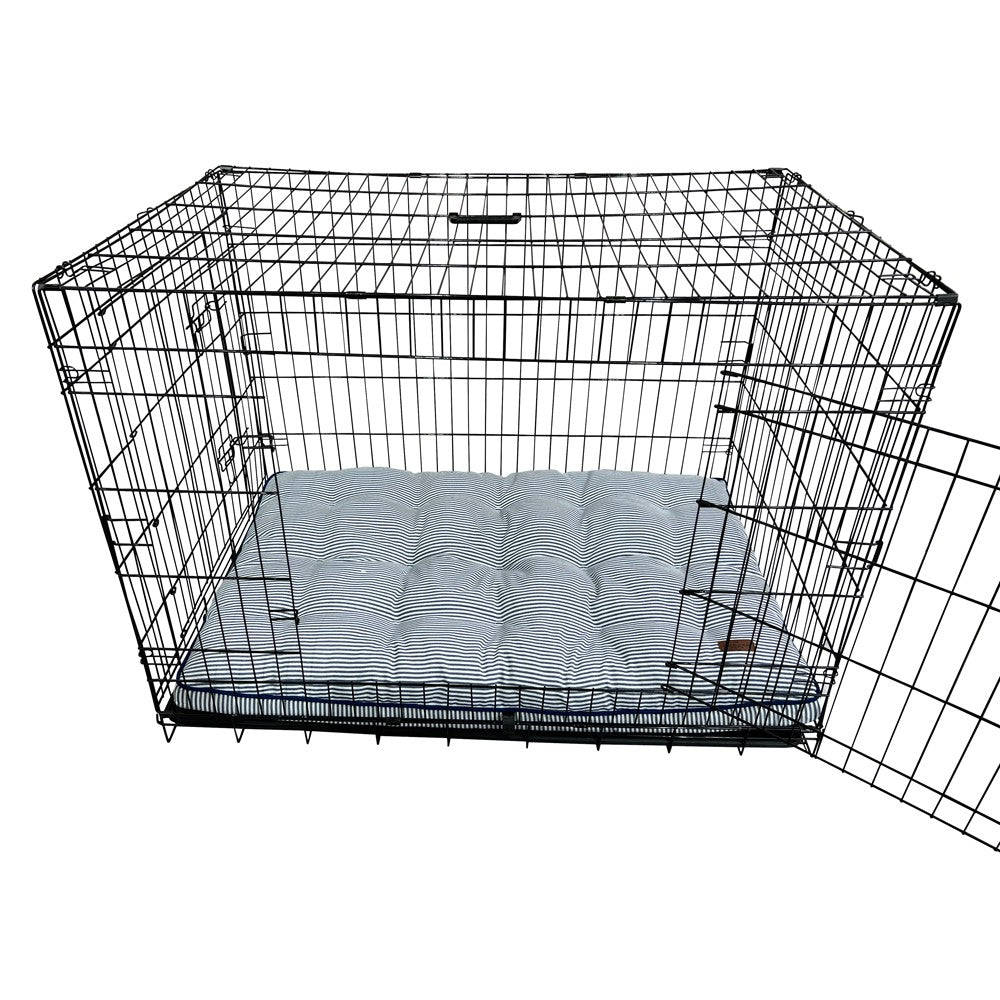 Luxury Dog Crate Mattress, Blue Denim Stripe
