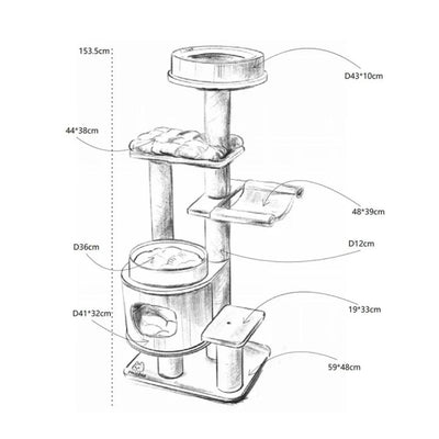 Michu Luna Solid Wood Cat Nest Tree