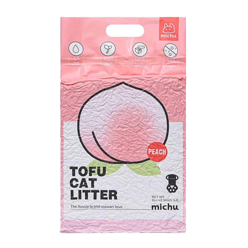 Michu Tofu Natural Clumping Cat Litter | Peach
