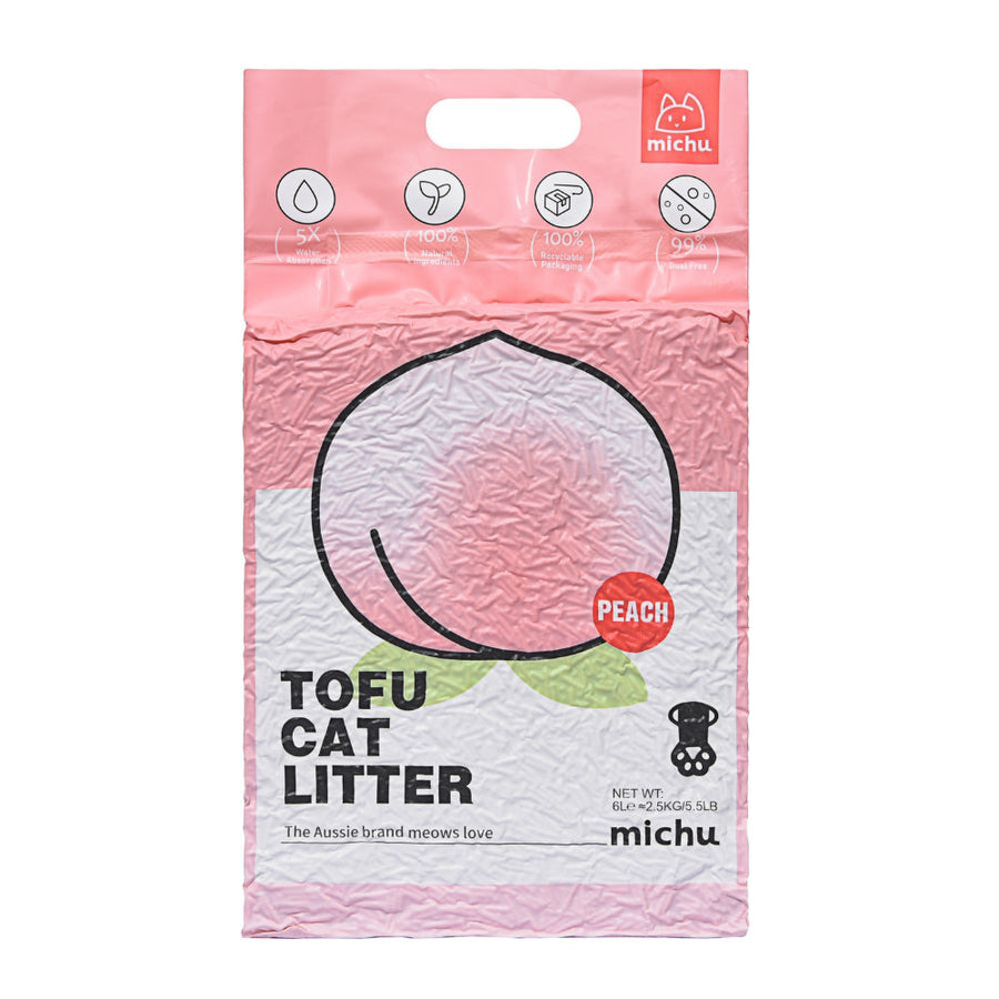 Michu Tofu Natural Clumping Cat Litter | Peach