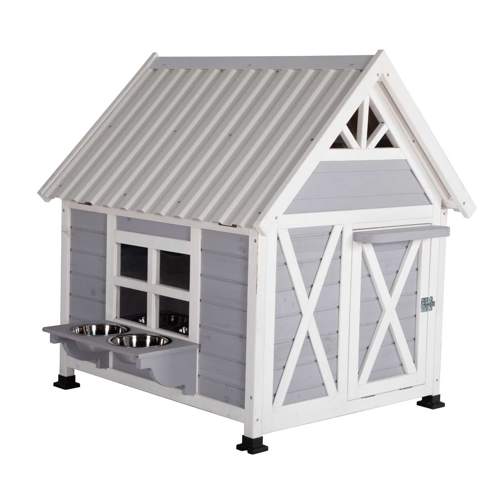 Mini Hamptons Lockable Wooden Dog House With Deck