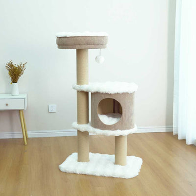 Plush Cat Tree with Condo and Elevated Perch