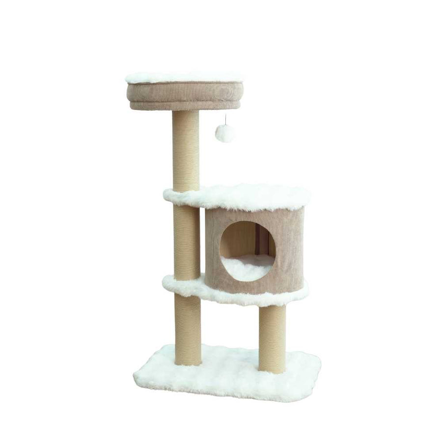 Plush Cat Tree with Condo and Elevated Perch