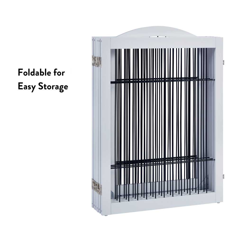 Wooden Dog Pen and Six Panel Pet Gate, White