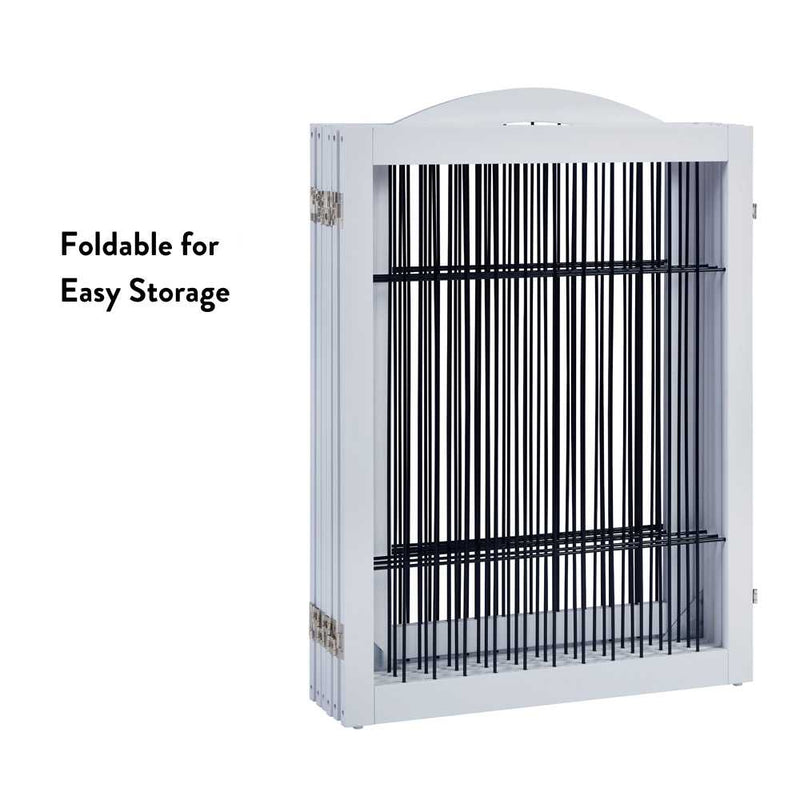 Wooden Dog Pen and Six Panel Pet Gate, White