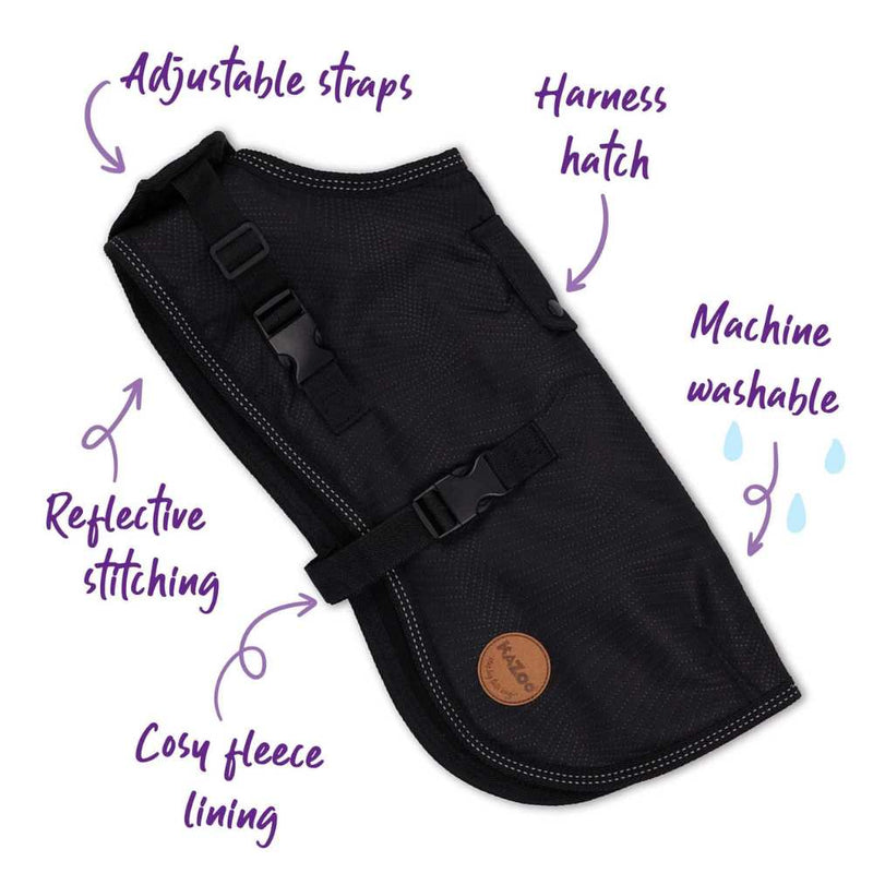 Adventure Dog Coat with Harness Hatch, Black