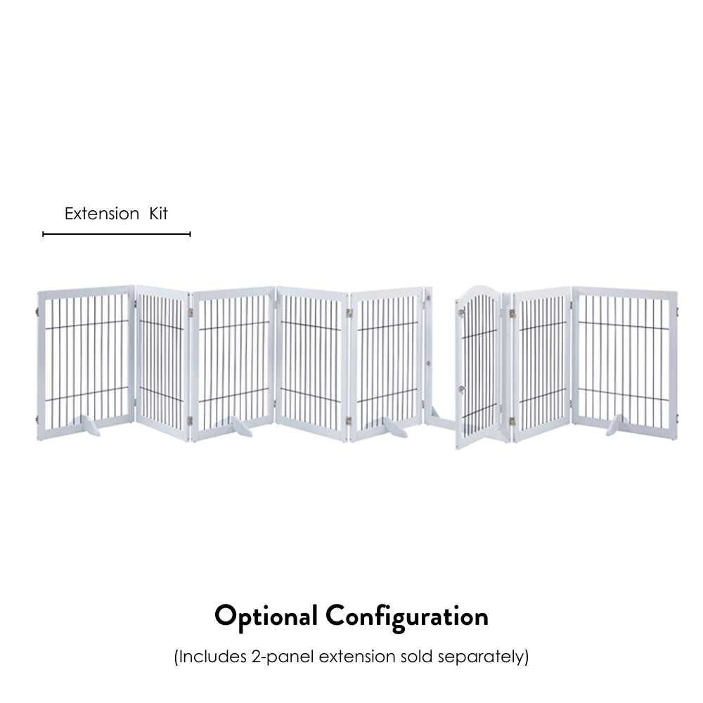 Wooden Dog Pen and Six Panel Pet Gate, White