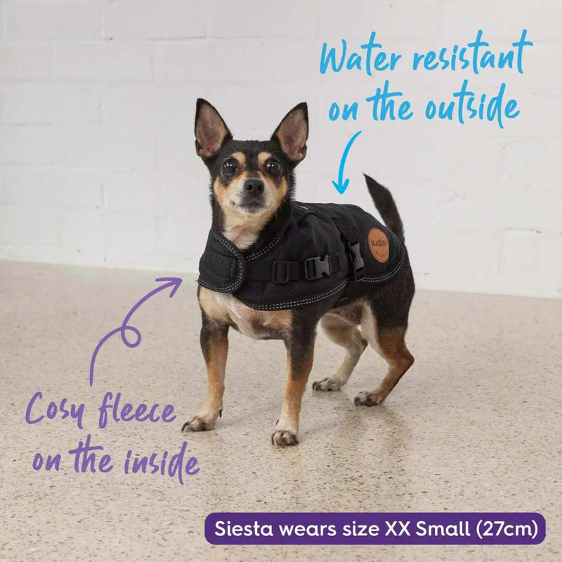 Adventure Dog Coat with Harness Hatch, Black