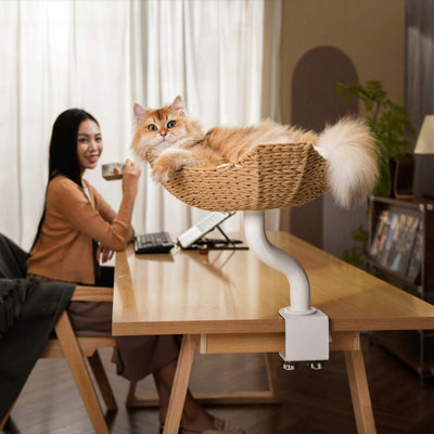 Michu DeskMate Desk-Mounted Cat Tree, White