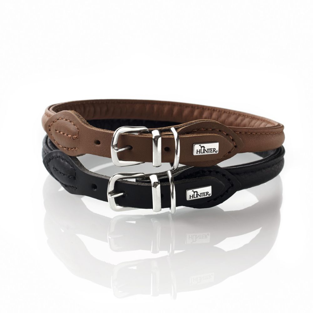 Hunter Rolled Soft Leather Dog Collar, Brown