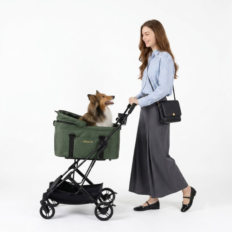 Ibiyaya Travois Tri-Fold Pet Travel System, Bronze Green