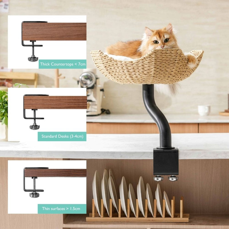 Michu DeskMate Desk-Mounted Cat Tree, White