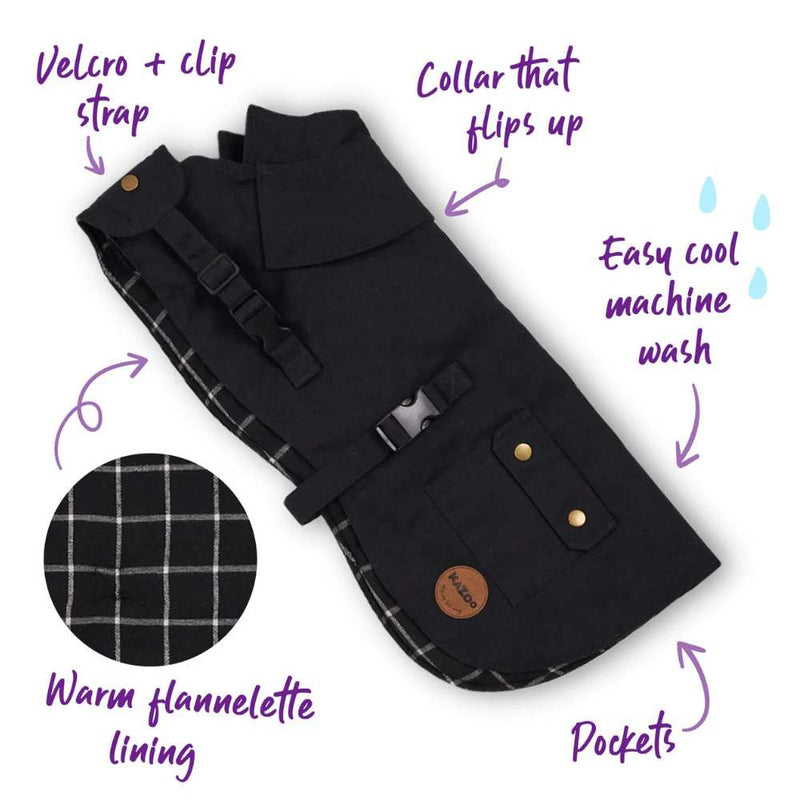 Aussie Oilskin Waterproof Dog Coat, Black