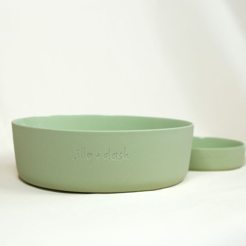 Large Ceramic Dog Bowl, Mint