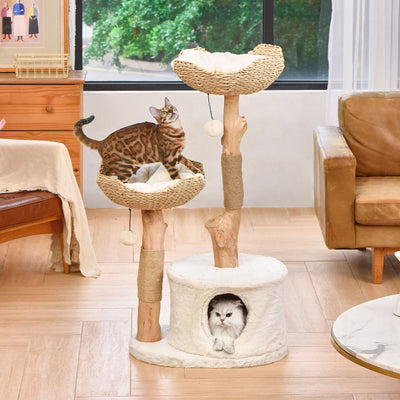 Michu Premium Real Wood Cat Tree, Large