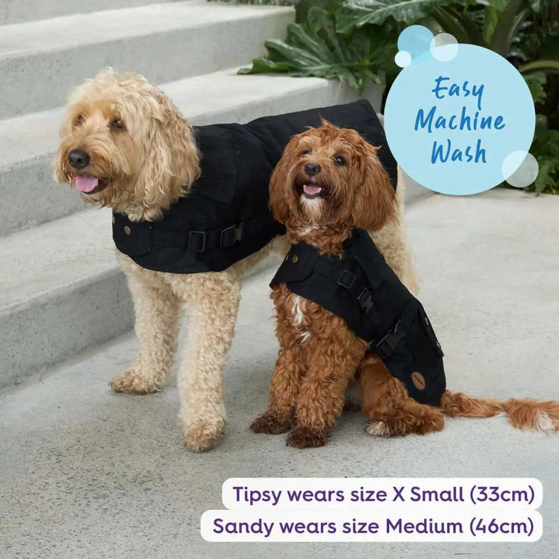 Aussie Oilskin Waterproof Dog Coat, Black