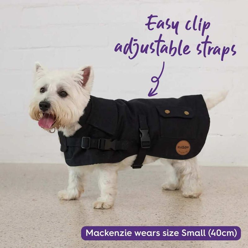 Aussie Oilskin Waterproof Dog Coat, Black