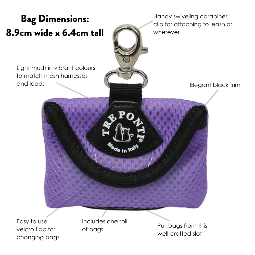 Tre Ponti Mesh Dog Poop Bag Holder, Blue