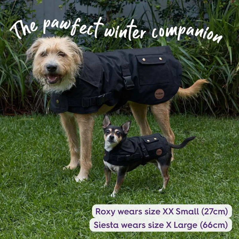 Aussie Oilskin Waterproof Dog Coat, Black