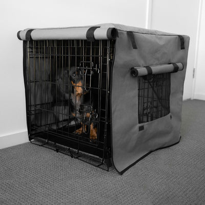 Dog Crate Cover with Windows, Grey