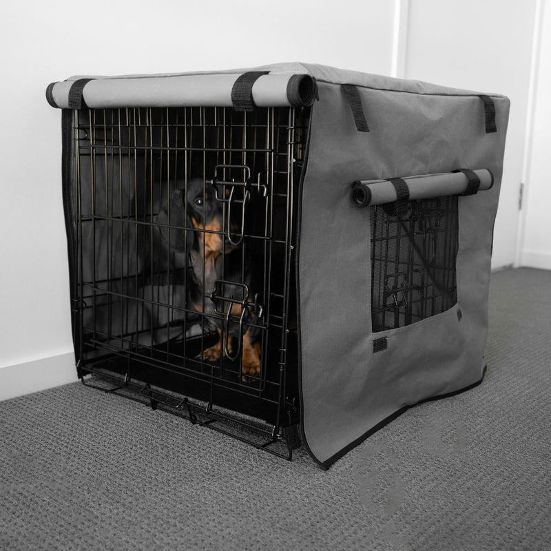 Dog Crate Cover with Windows, Grey