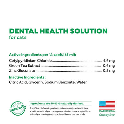TropiClean Fresh Breath Dental Health Solution for Cats 473mL