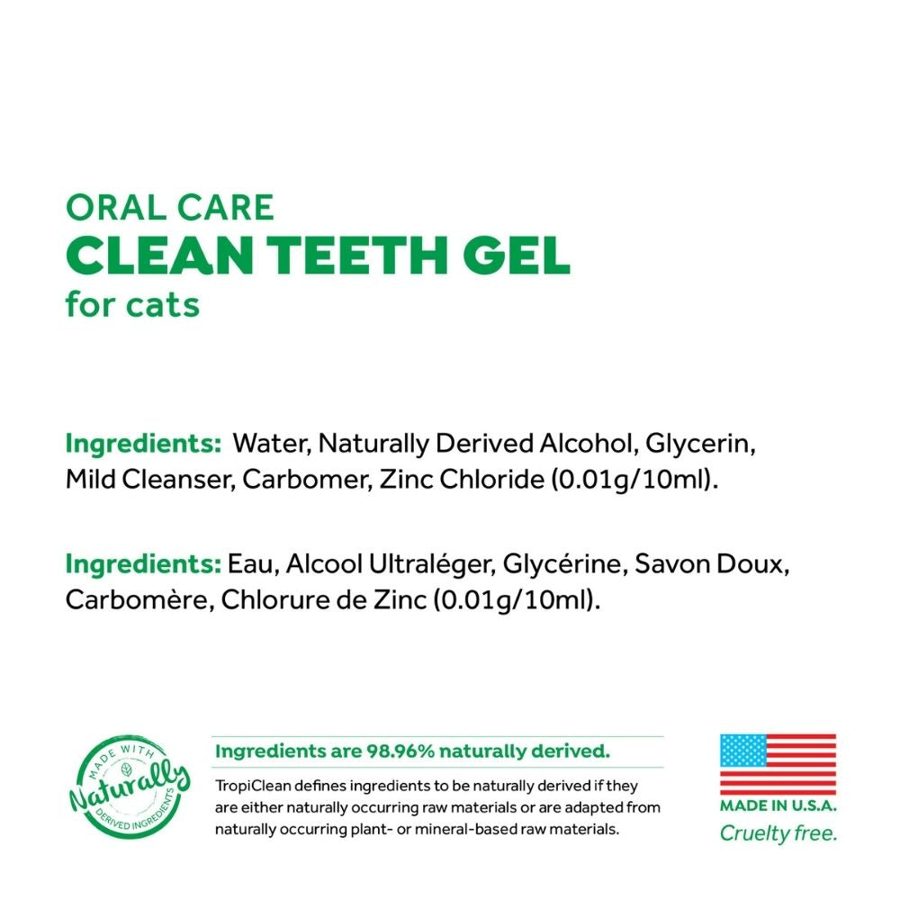 TropiClean Fresh Breath Oral Care Clean Teeth Gel for Cats 59mL