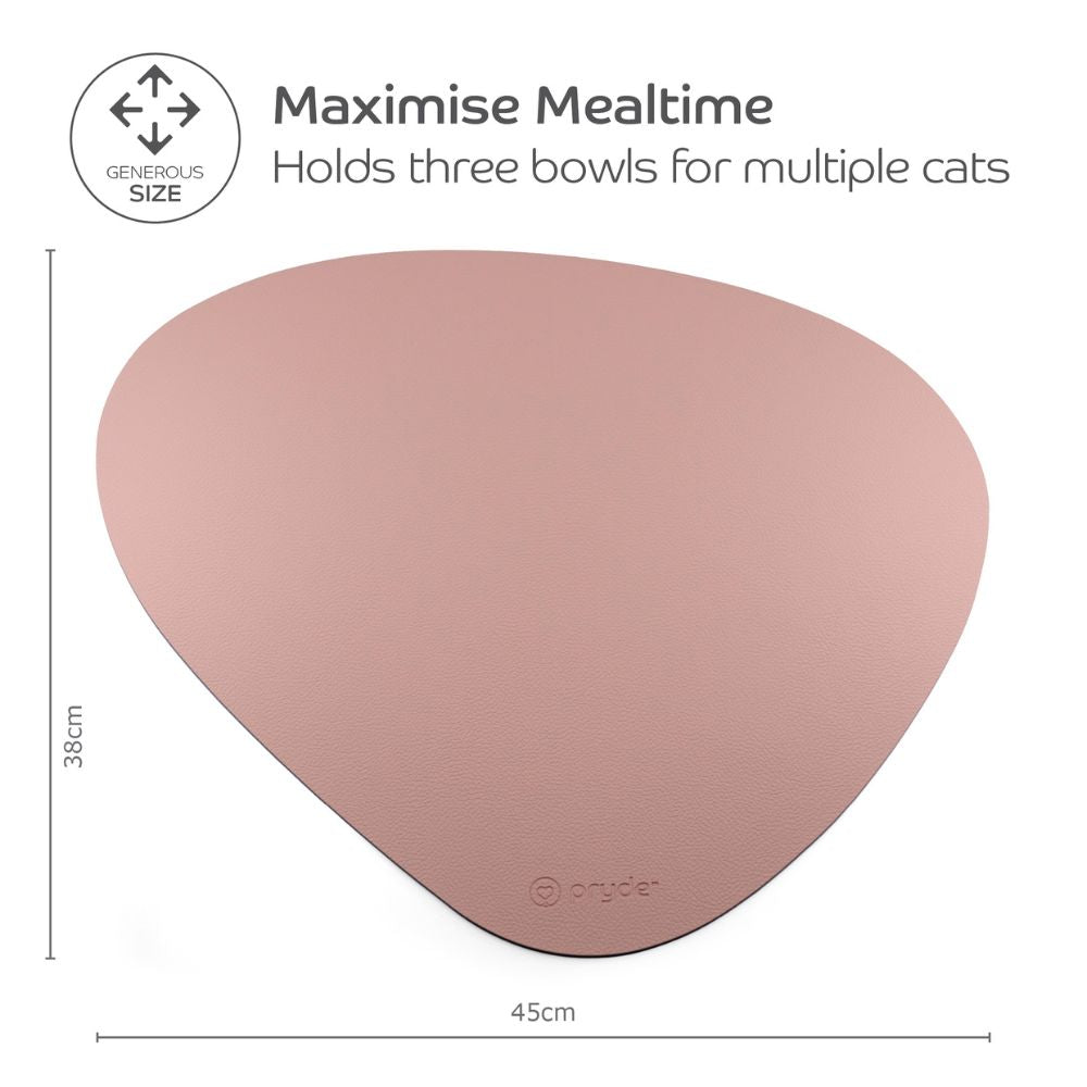 Reversible Cat and Dog Food Mat, Blush-Charcoal