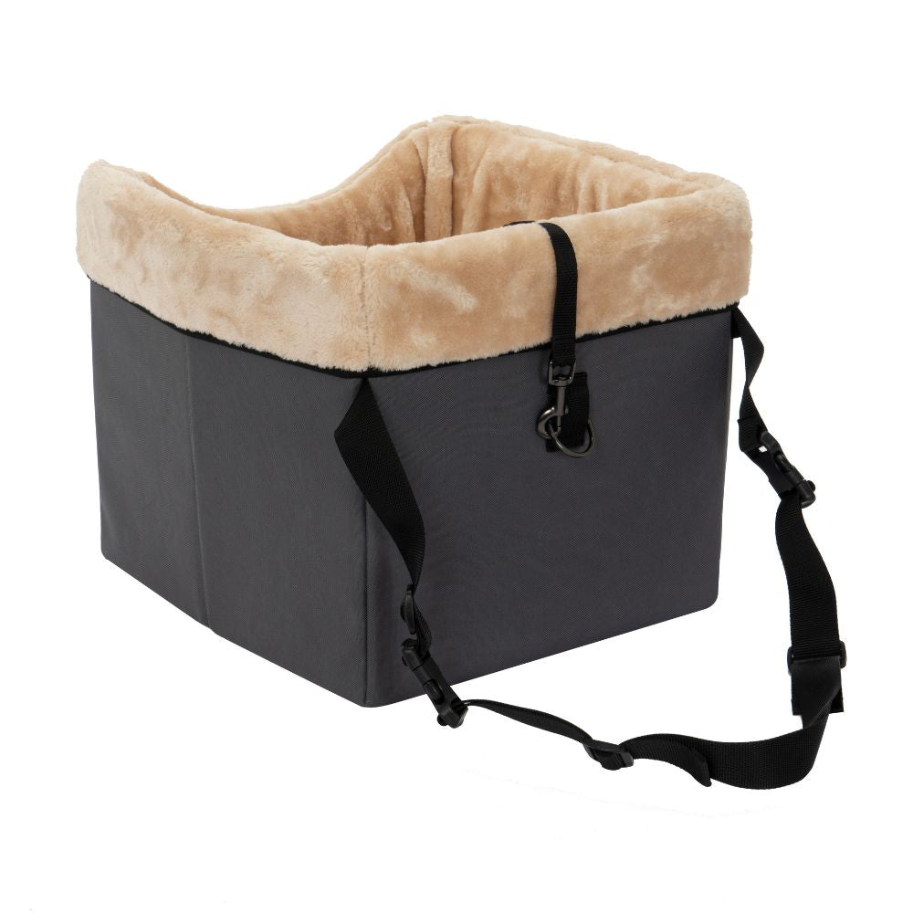 No Installation Car Seat With Safety Leashes GL GLENSLAVE Dog Car Seat For Small/Medium Dogs, Upgrade Dog Booster Seat,Detachable And Washable Pet Car Seats With Thick Cushion Safety Leash And Storage Pockets