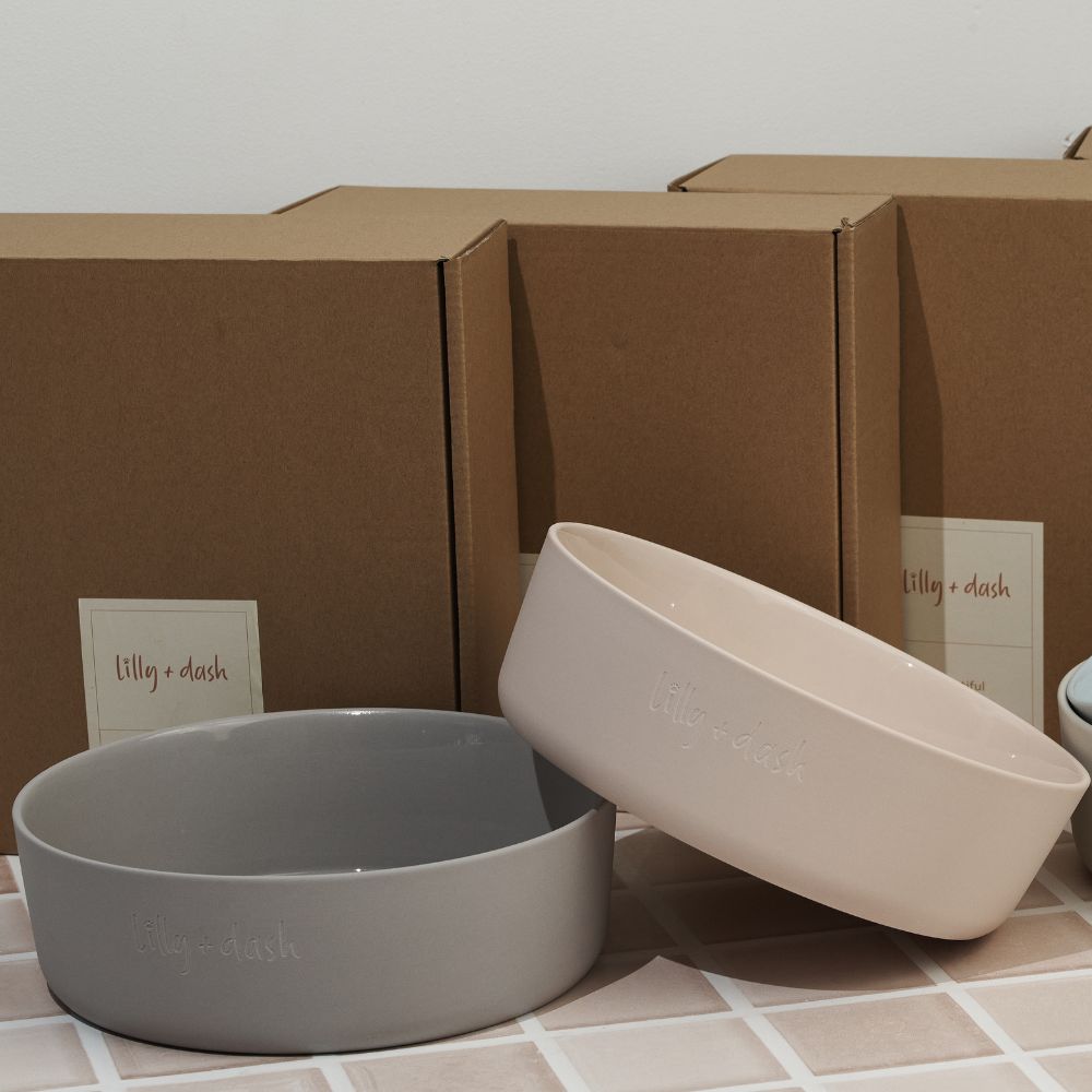 Large Ceramic Dog Bowl, Rose Quartz