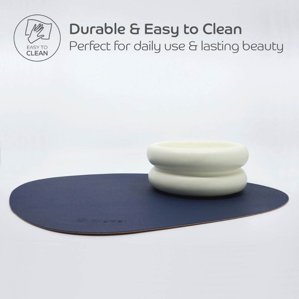 Reversible Cat and Dog Food Mat, Chestnut-Navy