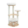 Solid Oak Cat Tree with Corduroy Cushions