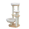 Solid Oak Cat Tree with Corduroy Cushions