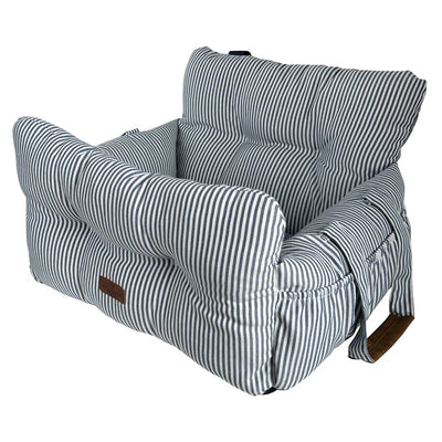 Premium Dog Car Seat, Blue Denim Stripe