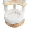 Solid Oak Cat Tree with Corduroy Cushions