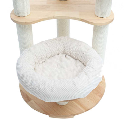 Solid Oak Cat Tree with Corduroy Cushions