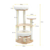 Solid Oak Cat Tree with Corduroy Cushions