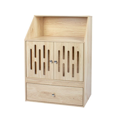 Pet Feeding Station with Storage Cabinet, Light Oak