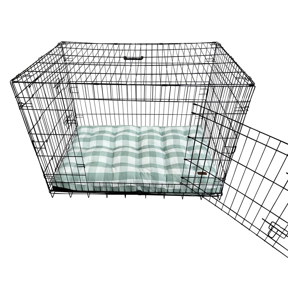 Luxury Dog Crate Mattress, Green Buffalo Check