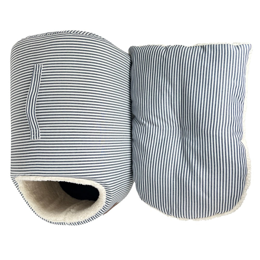 Blue Denim Stripe Cat Cave