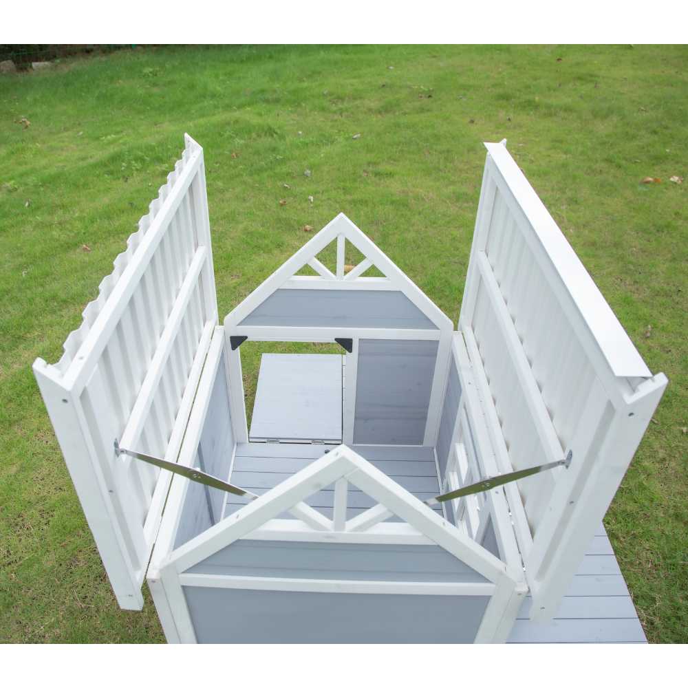 Mini Hamptons Lockable Wooden Dog House With Deck