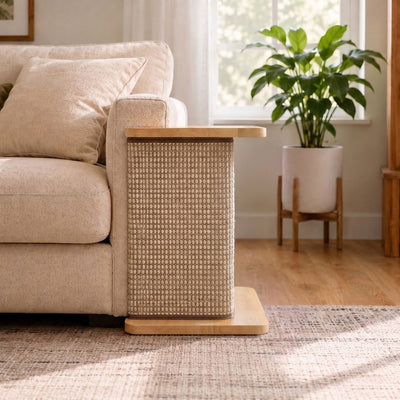 Reversible Sofa Side Cat Scratcher with Timber Top
