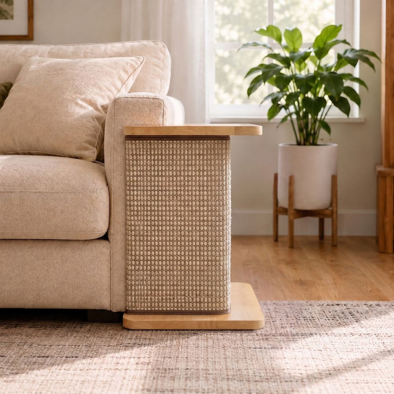 Reversible Sofa Side Cat Scratcher with Timber Top