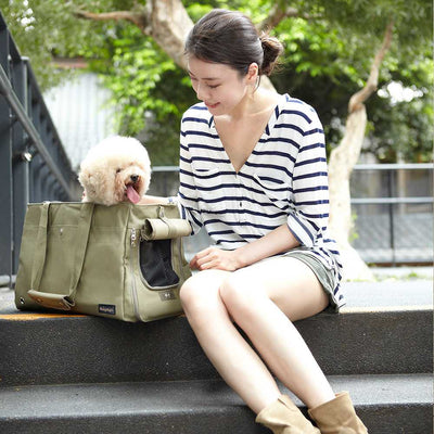 Ibiyaya Canvas Pet Tote Bag Soft Pet Carrier, Olive Green