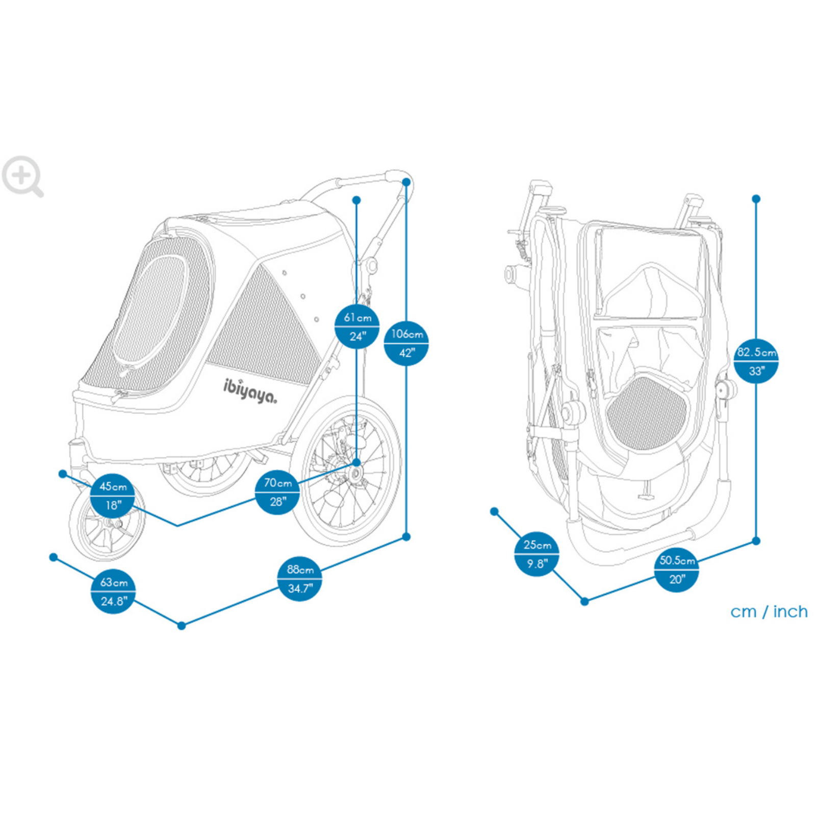 Ibiyaya Happy Pet V2 Bike Trailer & Jogger, Ocean Blue