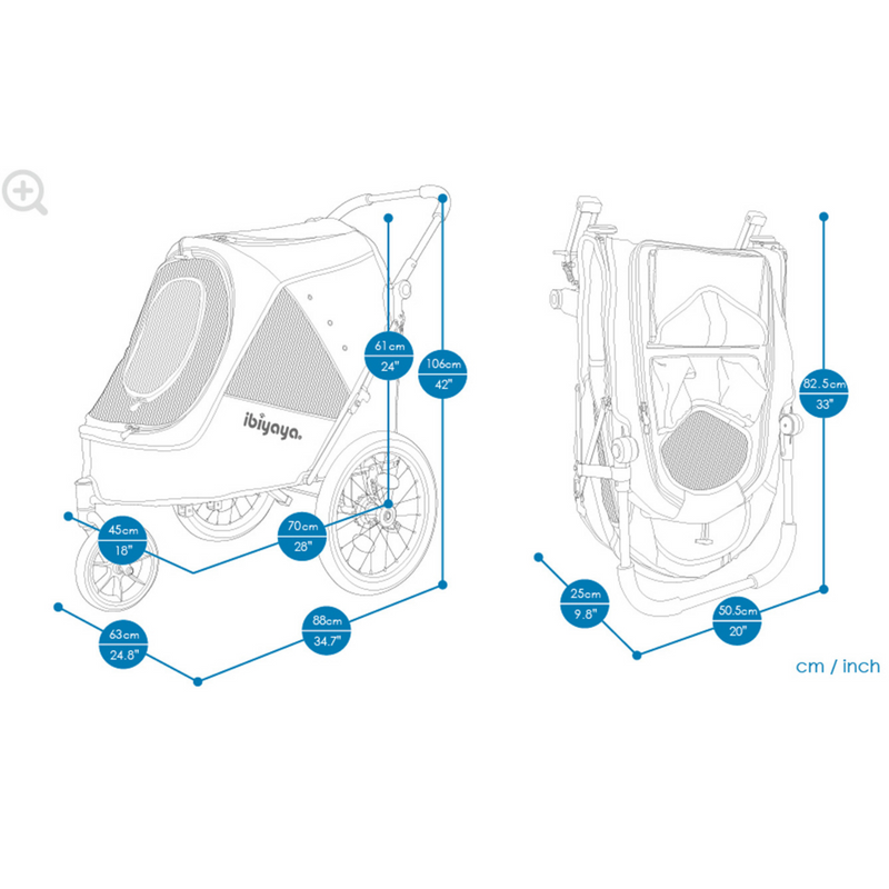 Ibiyaya Happy Pet V2 Bike Trailer & Jogger, Ocean Blue