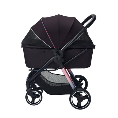 Ibiyaya Retro Luxe Pet Stroller for Cats & Dogs, Prism Black