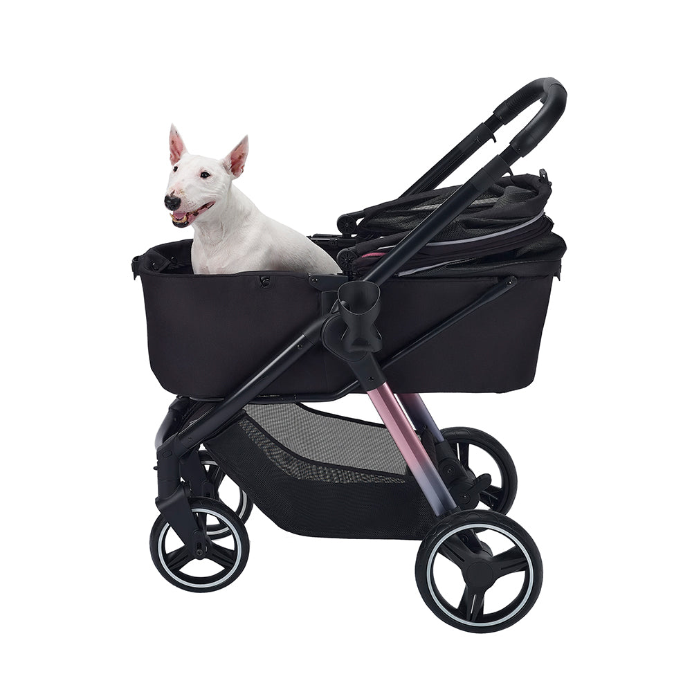 Ibiyaya Retro Luxe Pet Stroller for Cats & Dogs, Prism Black