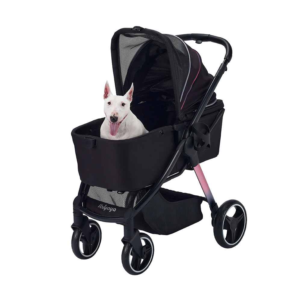 Ibiyaya Retro Luxe Pet Stroller for Cats & Dogs, Prism Black